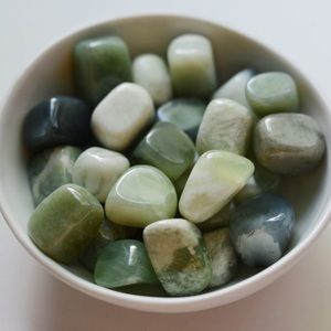 (2) Tumbled Green Jade Stones